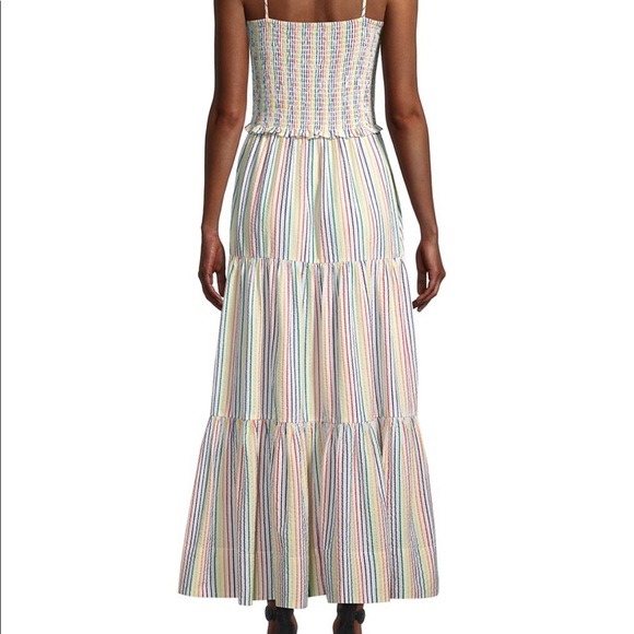 NWT Solid & Striped Rainbow Stripe Cotton Smocked Bodice Tiered Maxi Dress - Picture 6 of 6